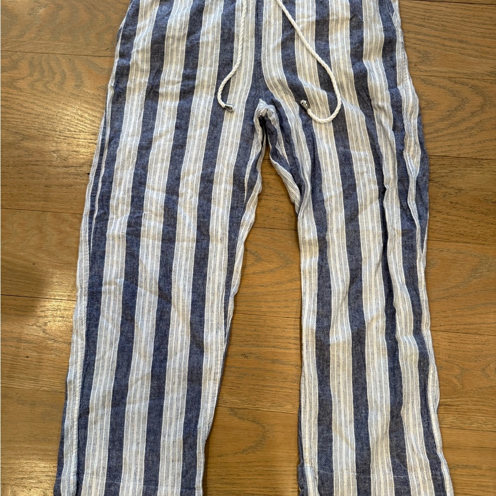 Rails women’s cropped striped linen drawstring pants size small